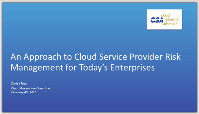 Cloud Service Provider Risk Management