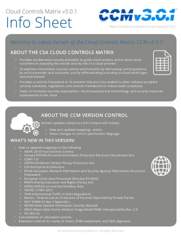 Cloud Controls Matrix v3.0.1 Info Sheet