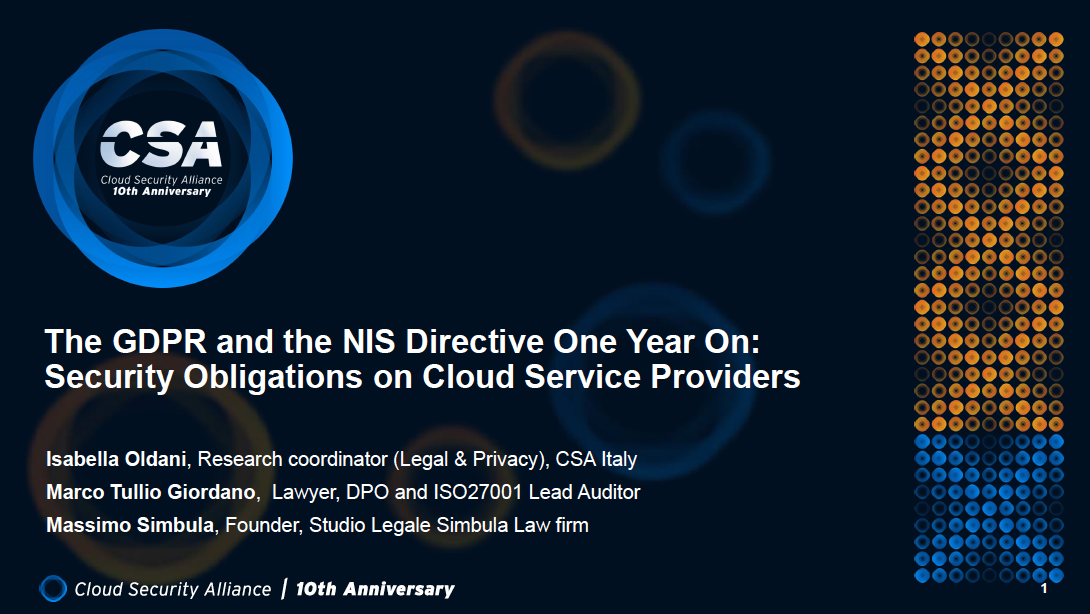  The GDPR and the NIS Directive One Year On: Security Obligations on Cloud Service Providers